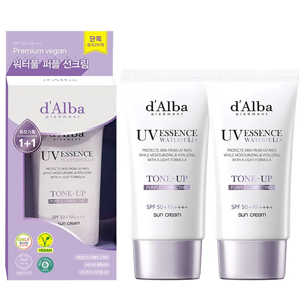 d'Alba Waterful Tone Up Sun Cream Purple 50mL Duo Set